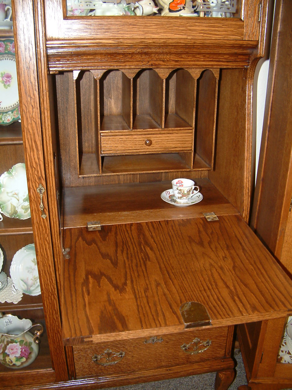 Quartersawn Oak Side By Side Secretary - Image 6