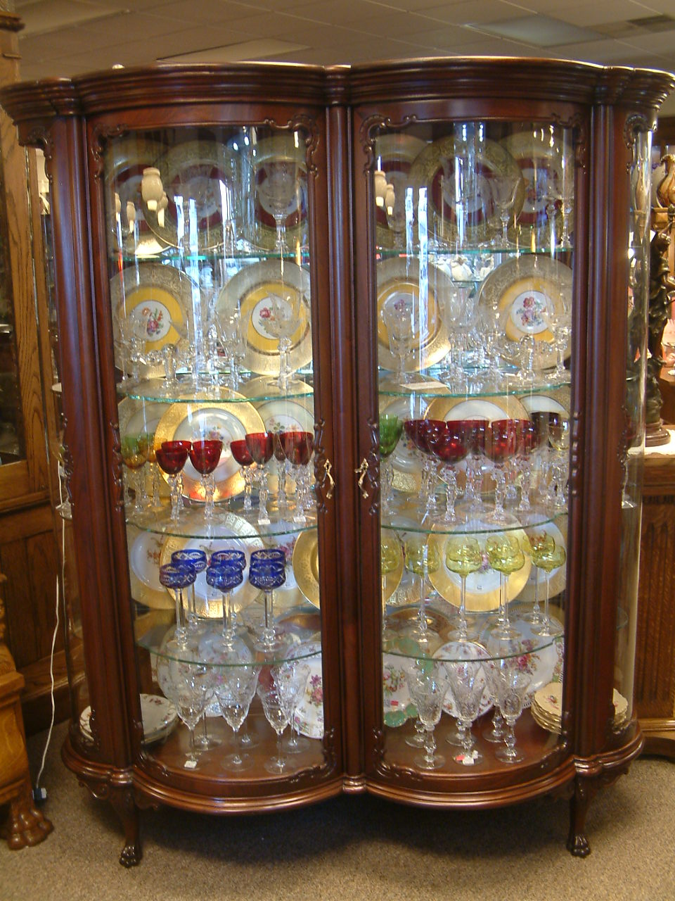 Massive Mahogany Fancy Display Cabinet, Attributed to R J Horner