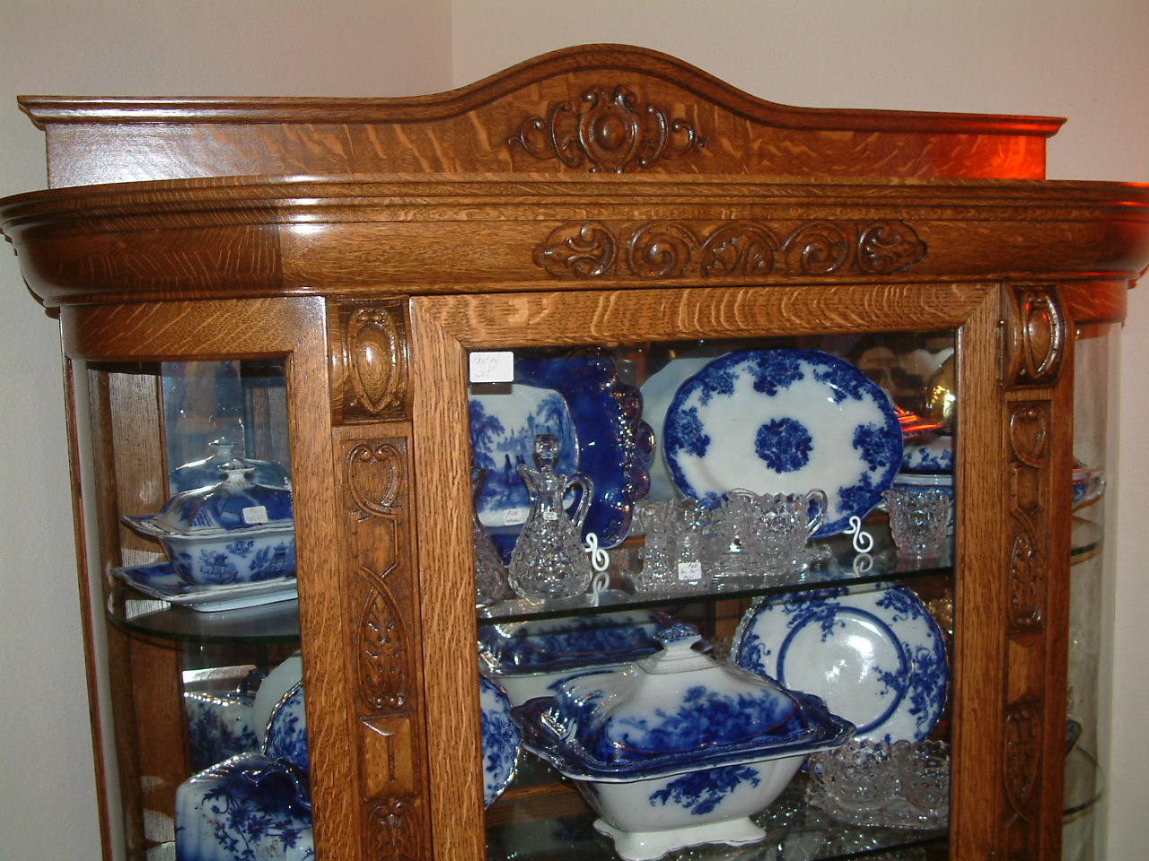 Quartersawn Oak Fancy Carved Clawfoot China Cabinet - Image 2