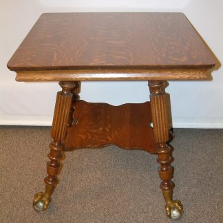 Fancy Glass Ball Oak Parlor Table