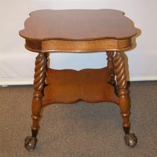Fancy Glass Ball Oak Twist Leg Parlor Table