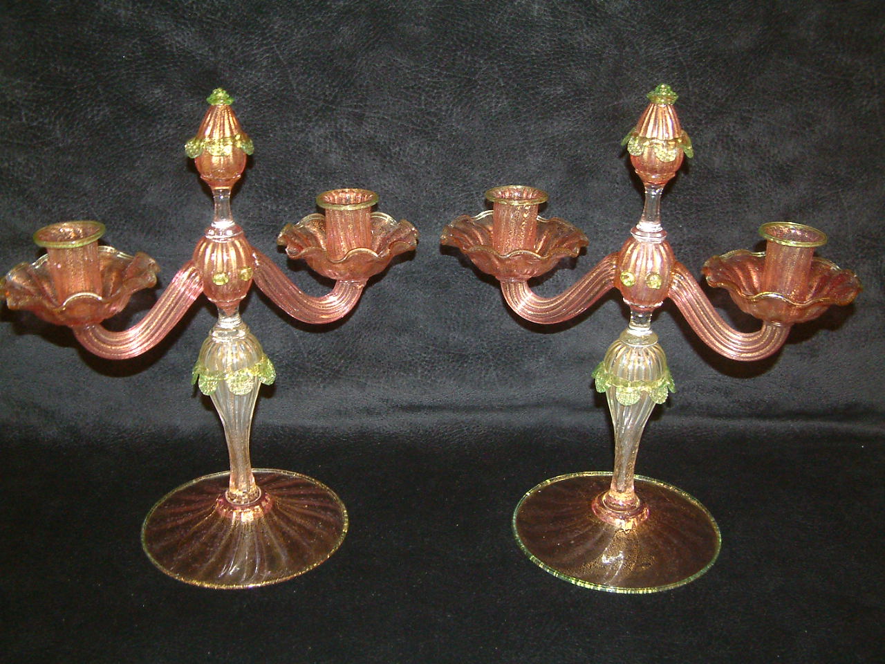 Venetian Glass Salviati 3 pc Centerpiece Candlestick Set - Image 4