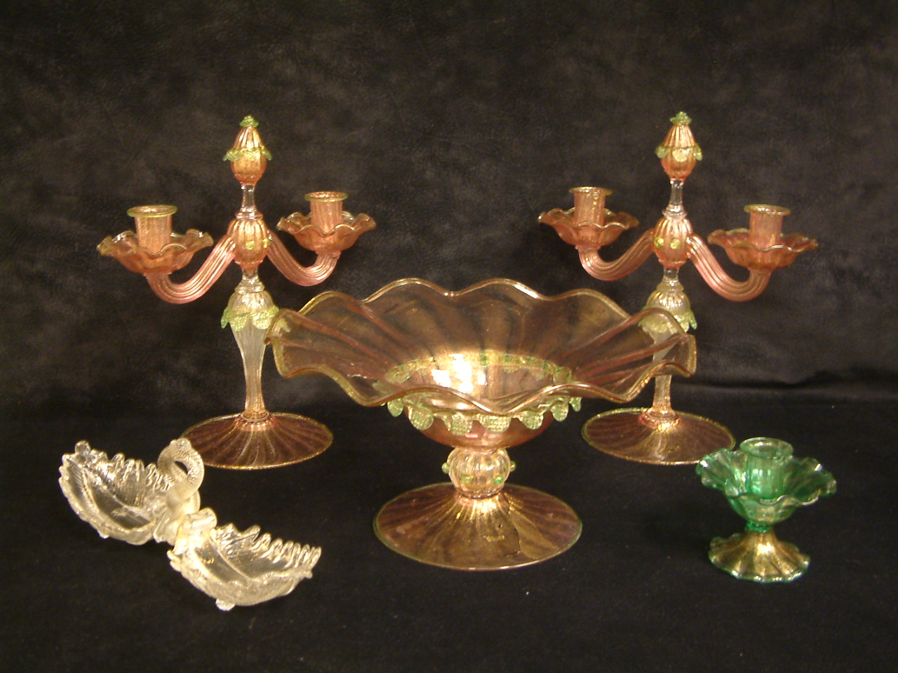 Venetian Glass Salviati 3 pc Centerpiece Candlestick Set - Image 15