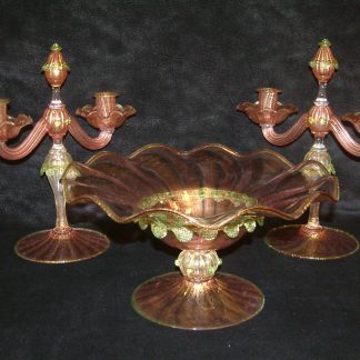 Venetian Glass Salviati  3 pc  Centerpiece Candlestick Set