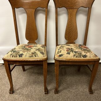 Oak T Back Dining Chairs PAIR