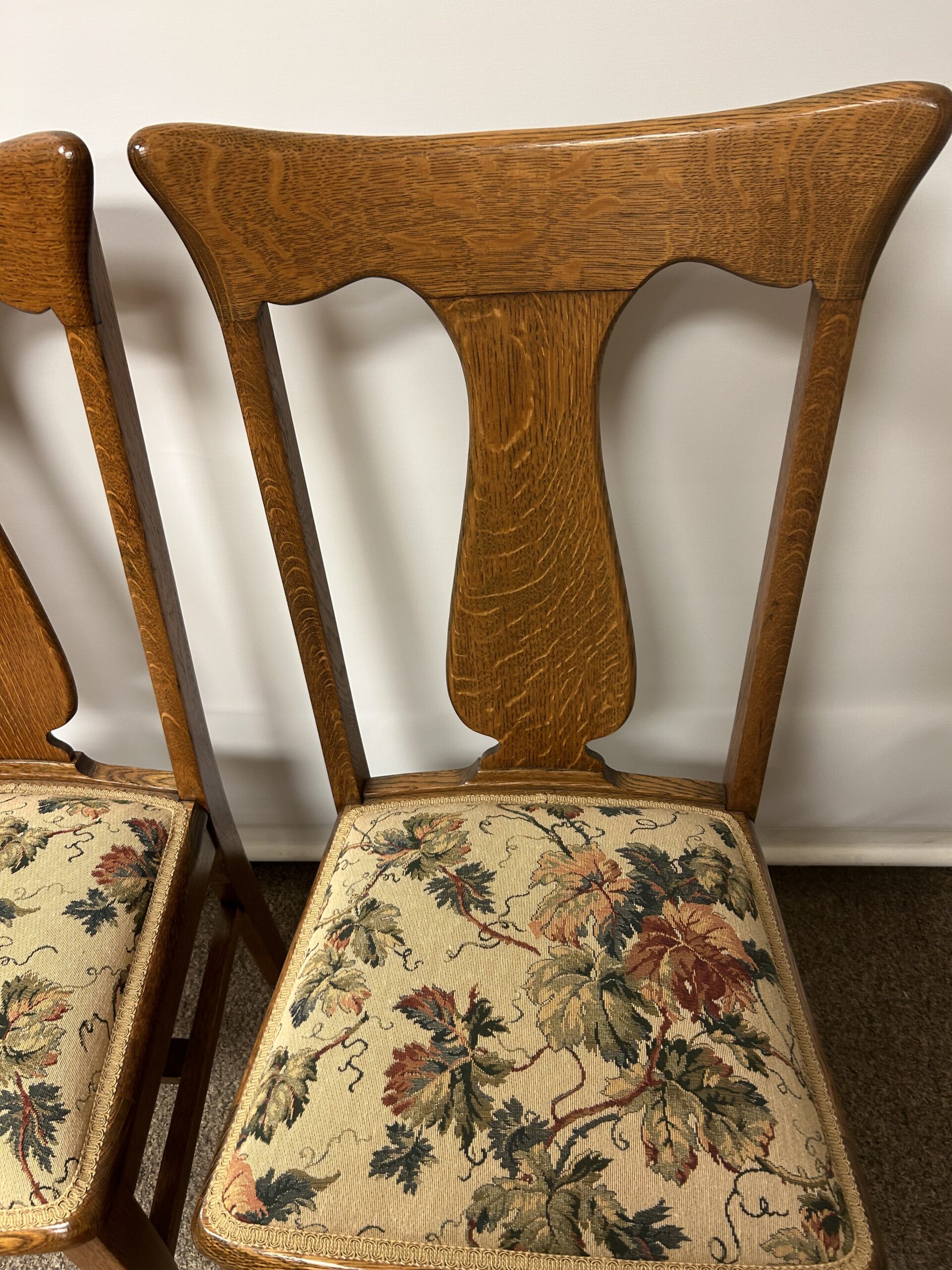Oak T Back Dining Chairs PAIR - Image 3