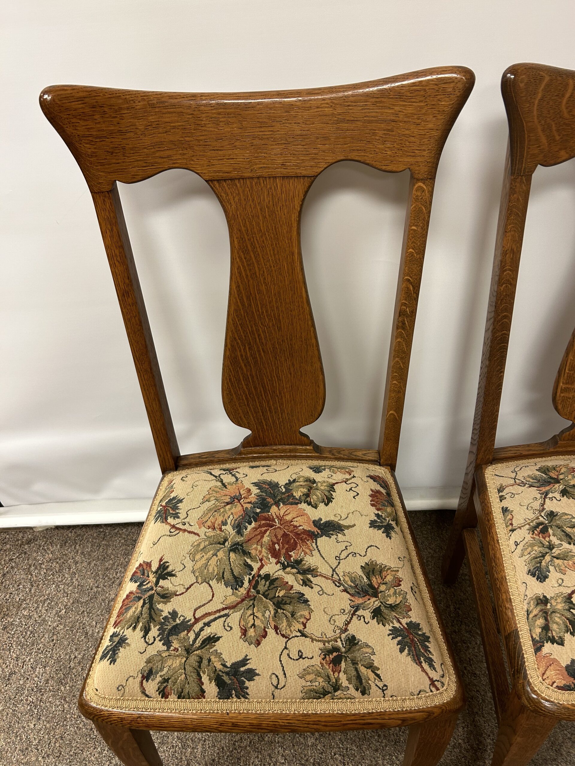 Oak T Back Dining Chairs PAIR - Image 4