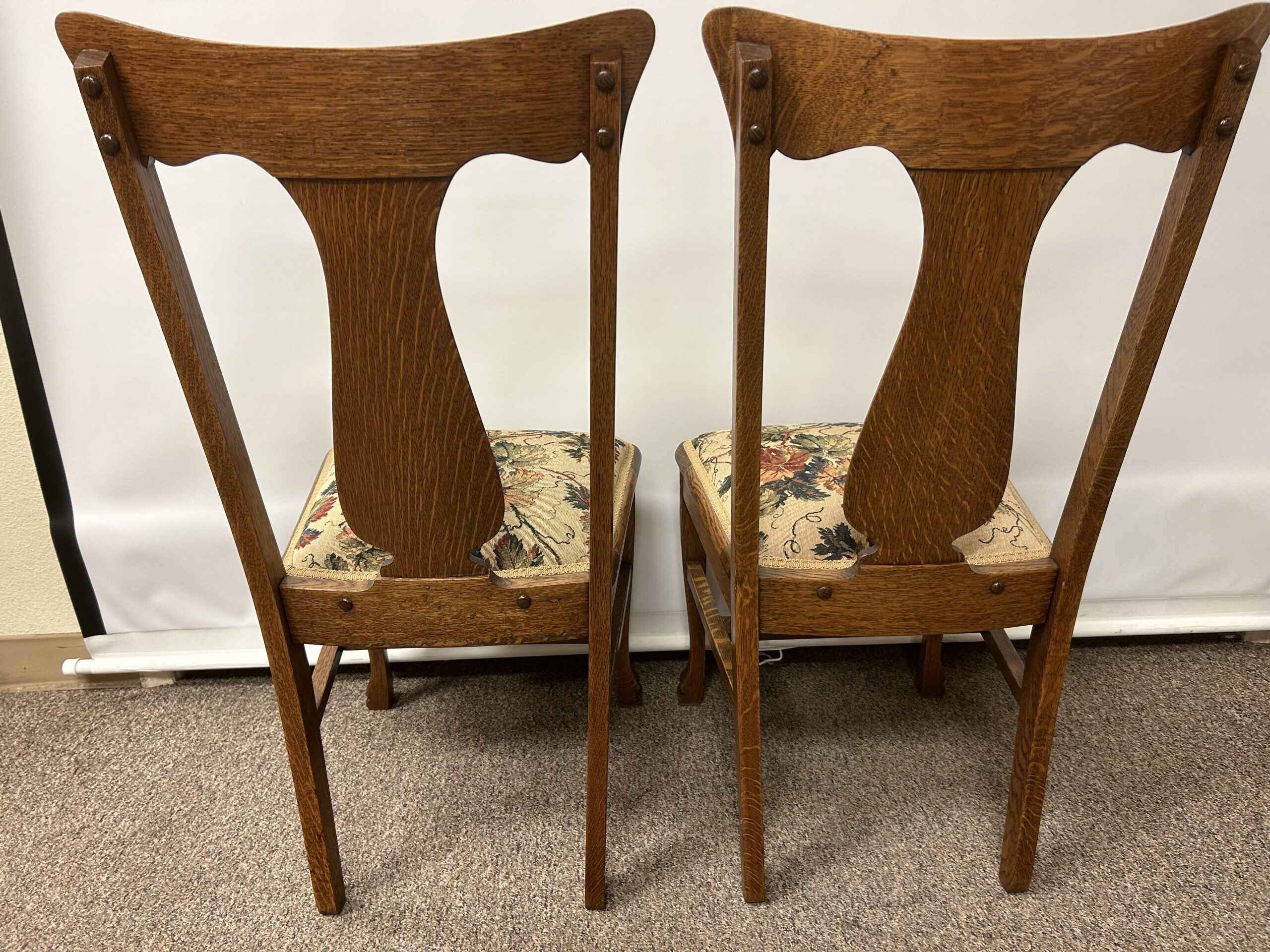 Oak T Back Dining Chairs PAIR - Image 6
