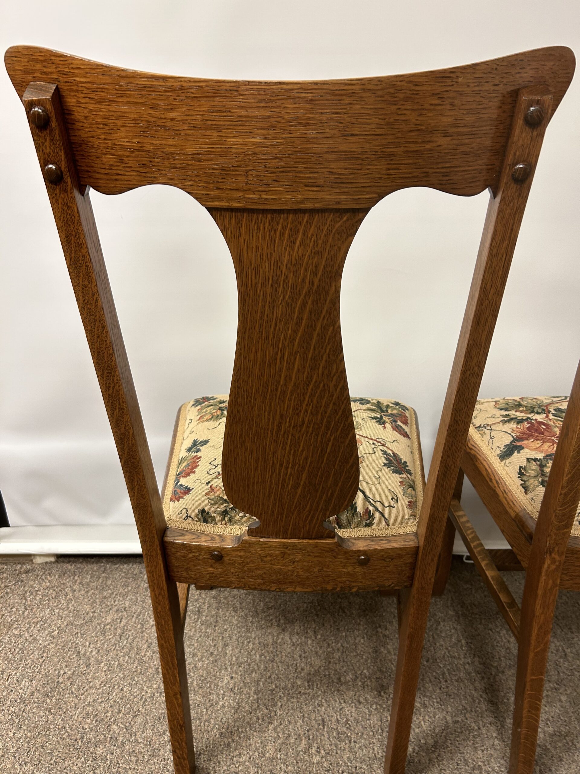 Oak T Back Dining Chairs PAIR - Image 7