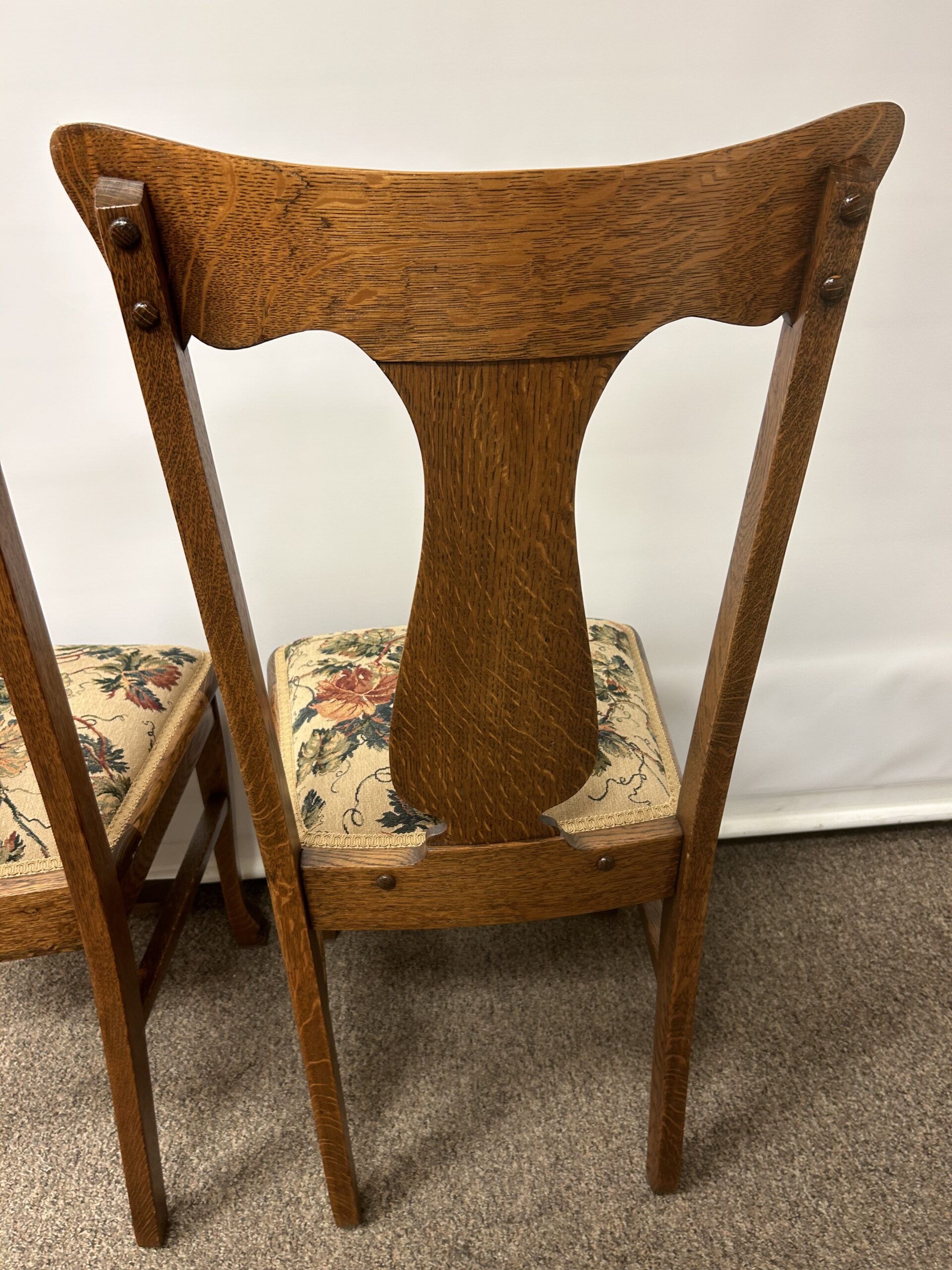 Oak T Back Dining Chairs PAIR - Image 8