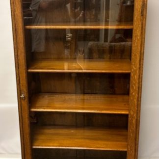 Quartersawn Oak Crested Single Oak Bookcase / Curio Cabinet