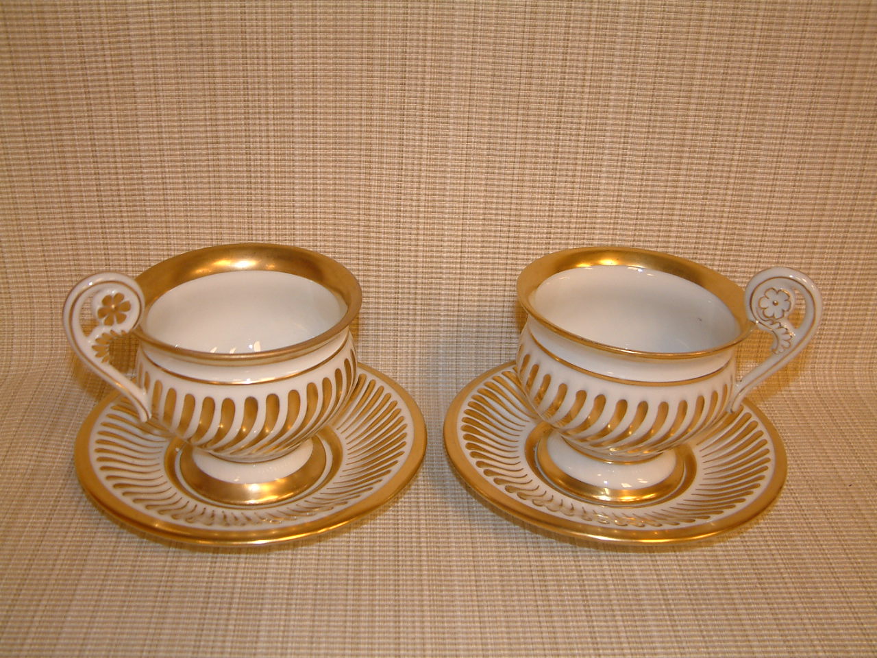 Rene' Grugier Limoges France PAIR Cabinet Cups/Saucers
