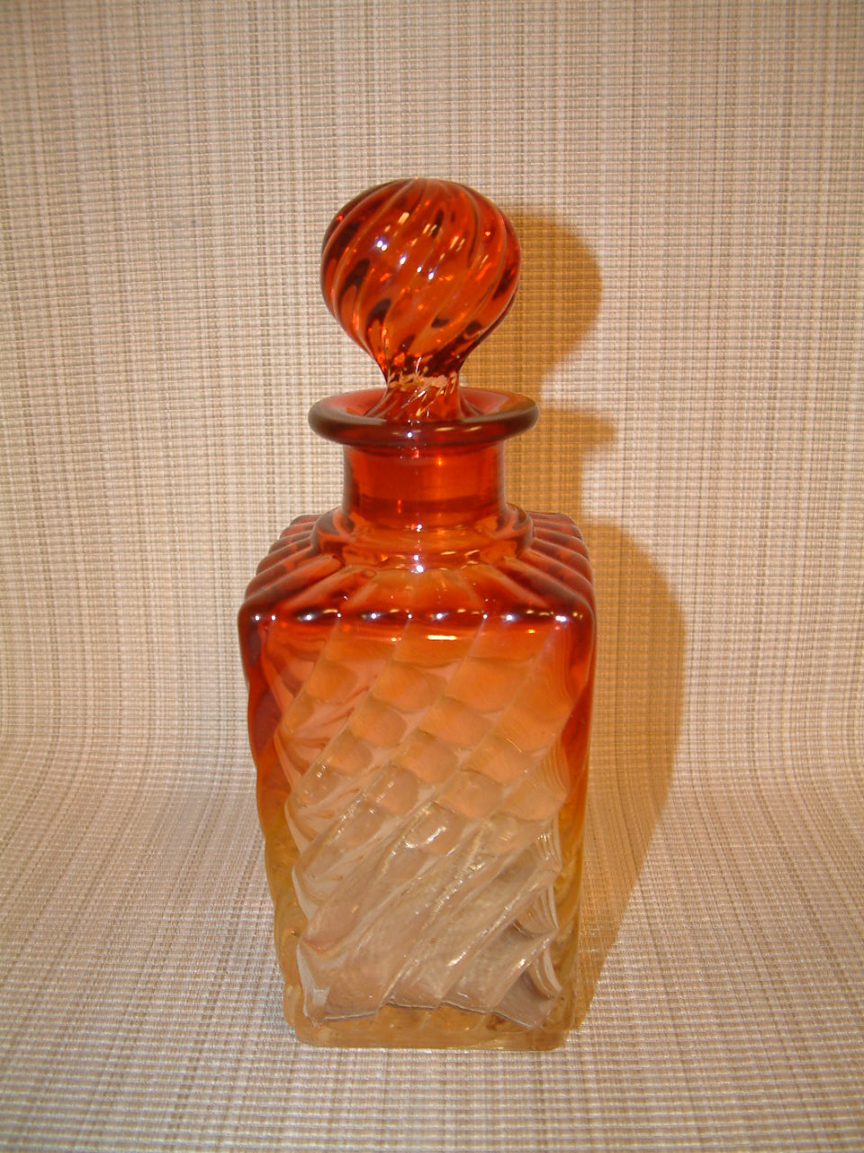 Baccarat Rose Tiente Swirl Square Liquor Bottle / Decanter