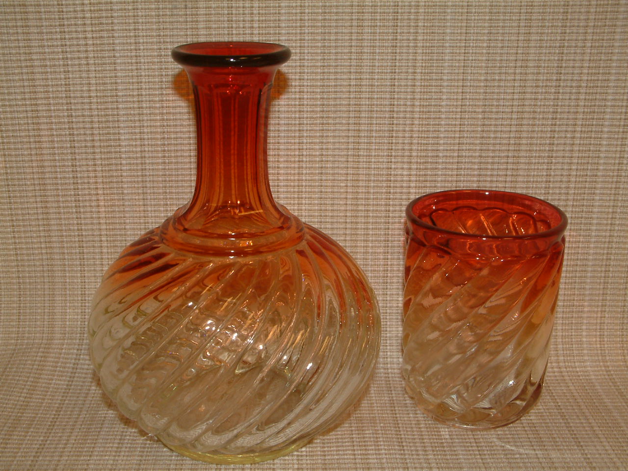 Baccarat Rose Tiente Swirl Bambous 3 pc Bedside Water Set ON SALE - Image 7