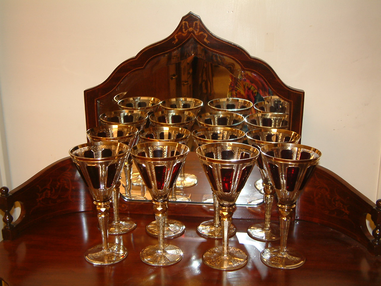 Moser Cabochon Ruby Tall Goblets / Wines - Image 5