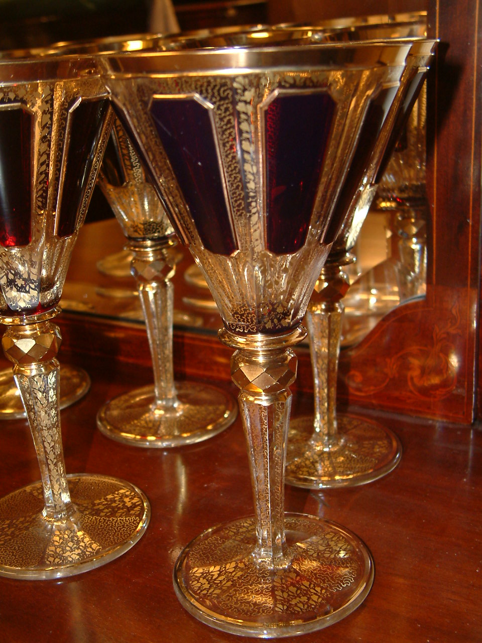 Moser Cabochon Ruby Tall Goblets / Wines - Image 6