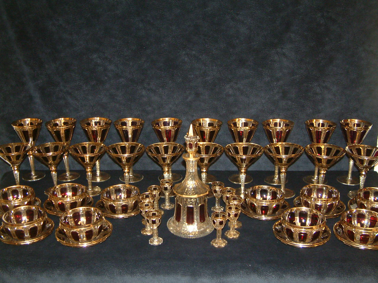 Moser Cabochon Ruby Tall Goblets / Wines