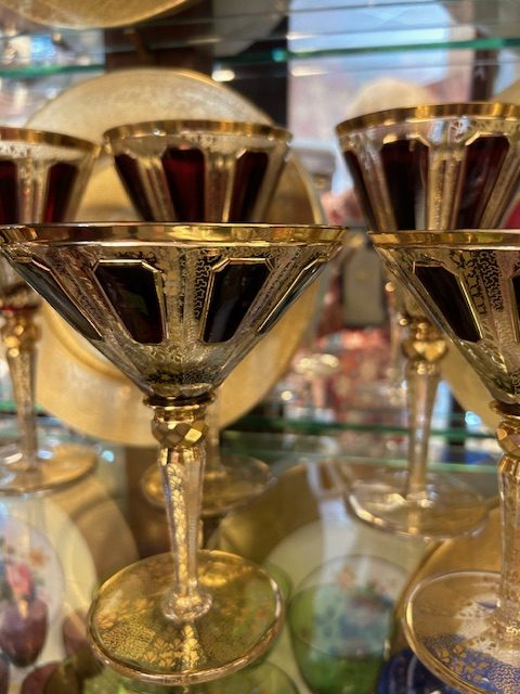 Moser Cabochon Ruby Tall Goblets / Wines - Image 3
