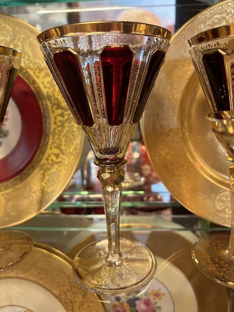 Moser Cabochon Ruby Tall Goblets / Wines - Image 4