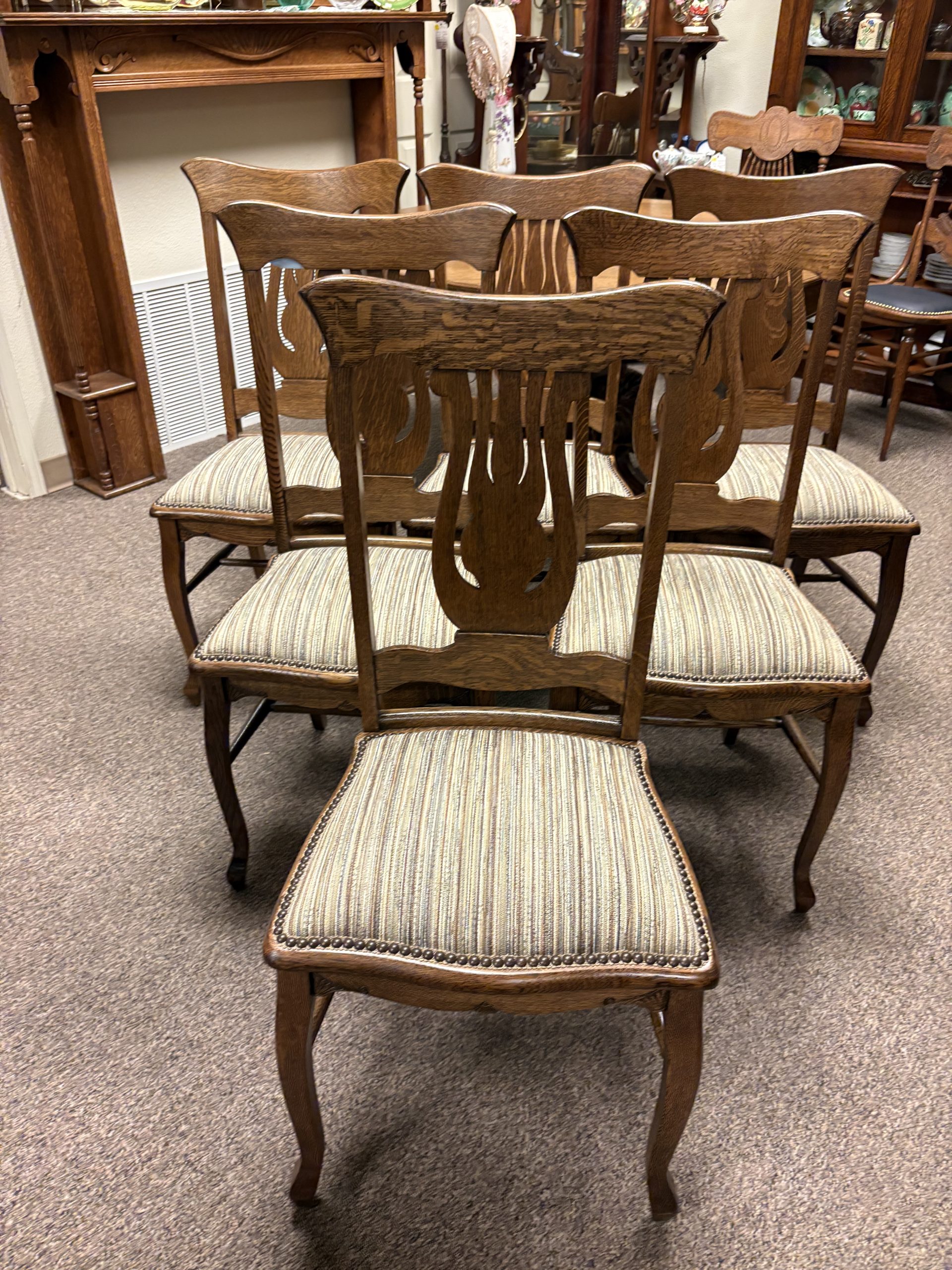 Oak Heavy Dining Chairs Set of 6