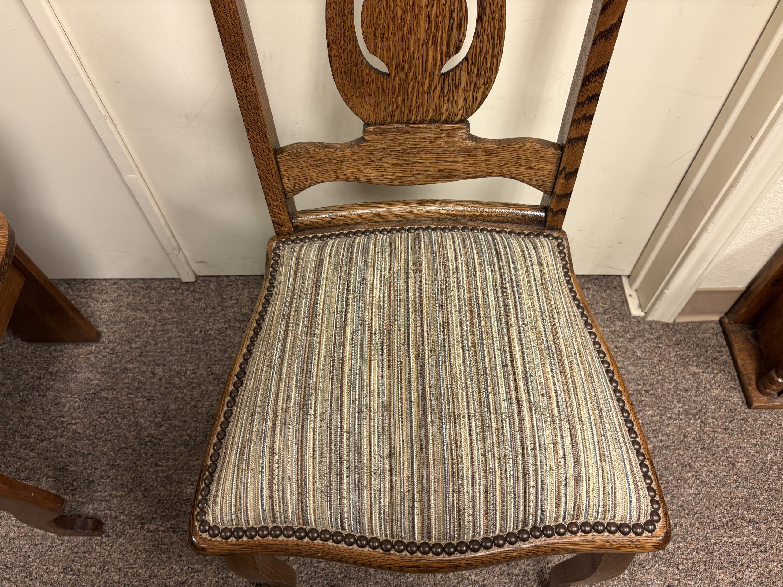 Oak Heavy Dining Chairs Set of 6 - Image 4