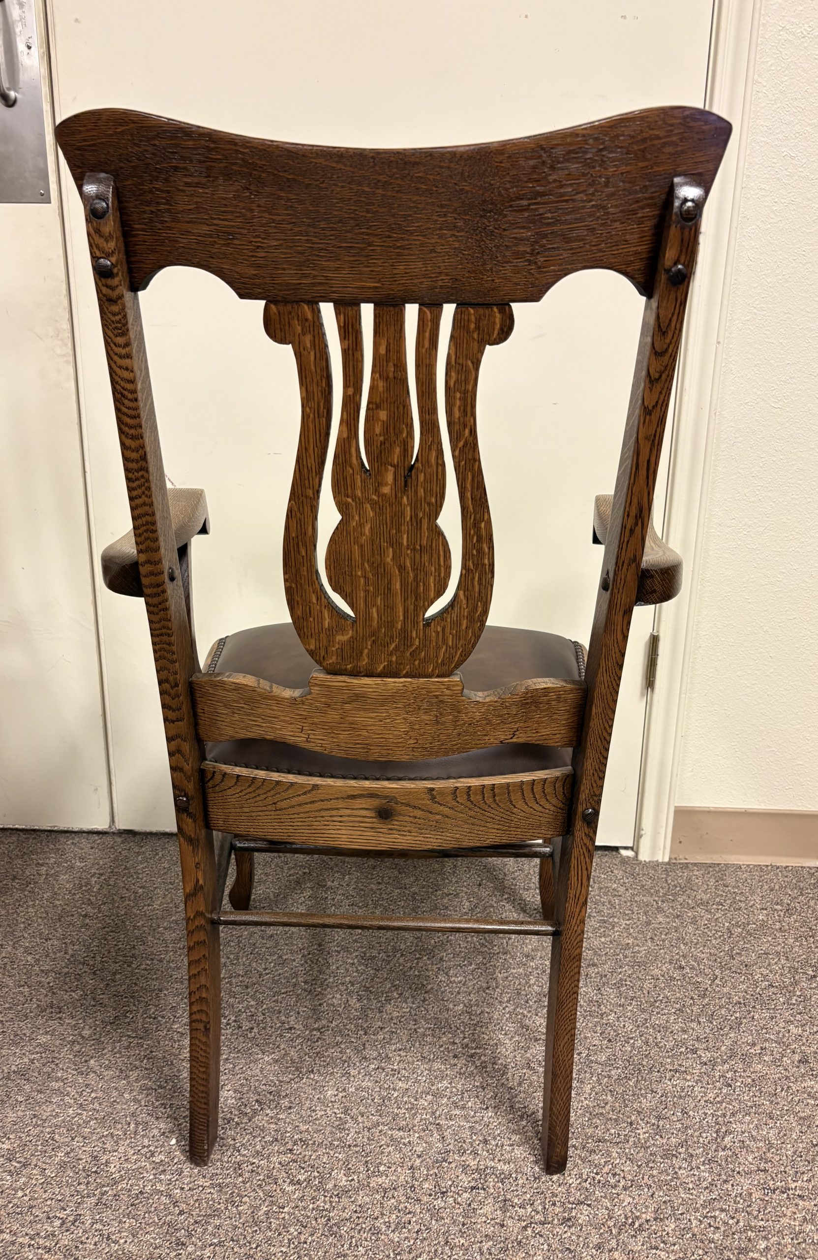 Quartersawn Oak Heavy Dining Chairs. Set of 10 - Image 4