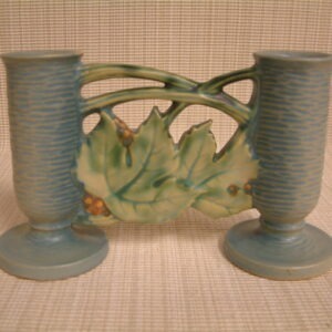 Roseville Blue Bushberry Double Vase # 158-4 1/2