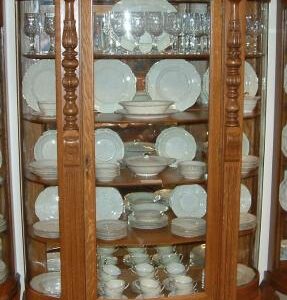 Tall Carved Crest Oak China Cabinet