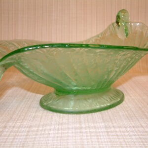 Fenton Ming Green San Toy Cornucopia Bowl