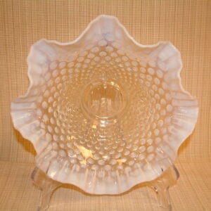 Fenton French Opalescent Hobnail Ruffled Edge Large Bowl