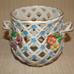Dresden Carl Thieme Basket Weave Jardiniere Pot
