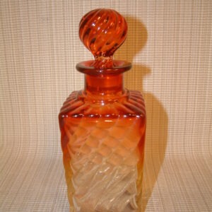 Baccarat Rose Tiente Swirl Square Liquor Bottle / Decanter