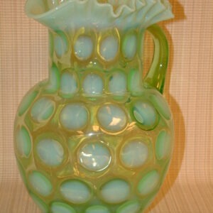 Fenton Green Opalescent Coinspot Pitcher