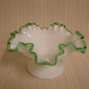 Fenton Emerald Crest Footed Comport