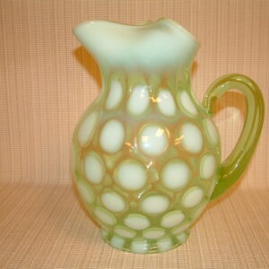 Fenton Lime Green Opalescent Coinspot Pitcher