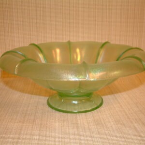 Fenton Green Stretch Glass Centerpiece Bowl SOLD