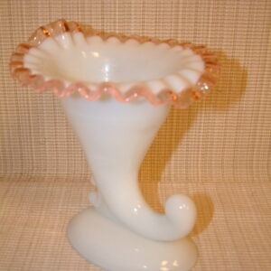 Fenton Rose Crest Cornucopia Vase