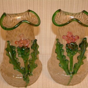 Bohemian Glass Applied Flower Vases
