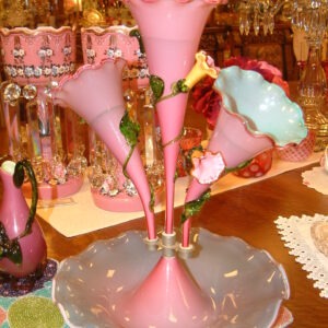 Rare Trumpet Flower 3 Flute Epergne  SOLD