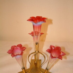 Cranberry Opalescent to Vaseline 4 Flute Epergne