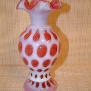 Fenton Cranberry  Coin Dot Tall Vase