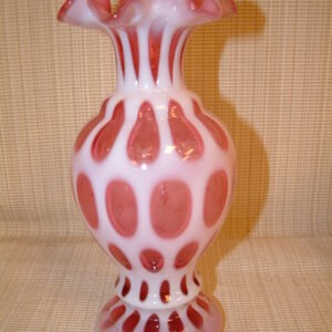 Fenton Cranberry  Coin Dot Tall Vase