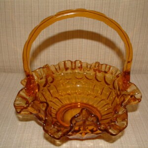 Fenton Thumbprint Amber Basket