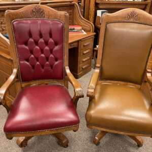 Tall Back Oak Leather Executive Office Chair  SOLD!
