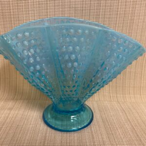 Fenton Aqua Opalescent Hobnail Scalloped Fan Vase SOLD