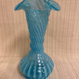 Fenton Blue Opalescent Optic Swirl Tall Vase