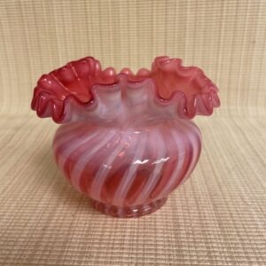 Fenton Cranberry Opalescent Swirl  Squat Vase
