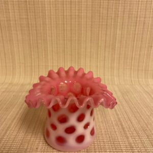 Fenton Cranberry Opalescent Coindot Top Hat