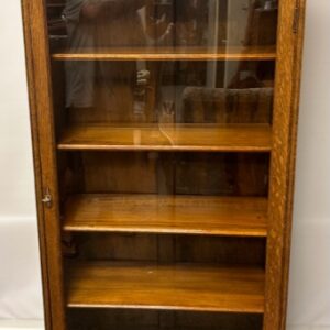 Quartersawn Oak Crested Single Oak Bookcase /  Curio  Cabinet