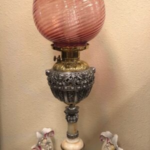 Tall Gone with the Wind Cranberry Lamp